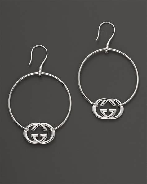 gucci silver britt hoop earrings|gucci interlocking gg earrings.